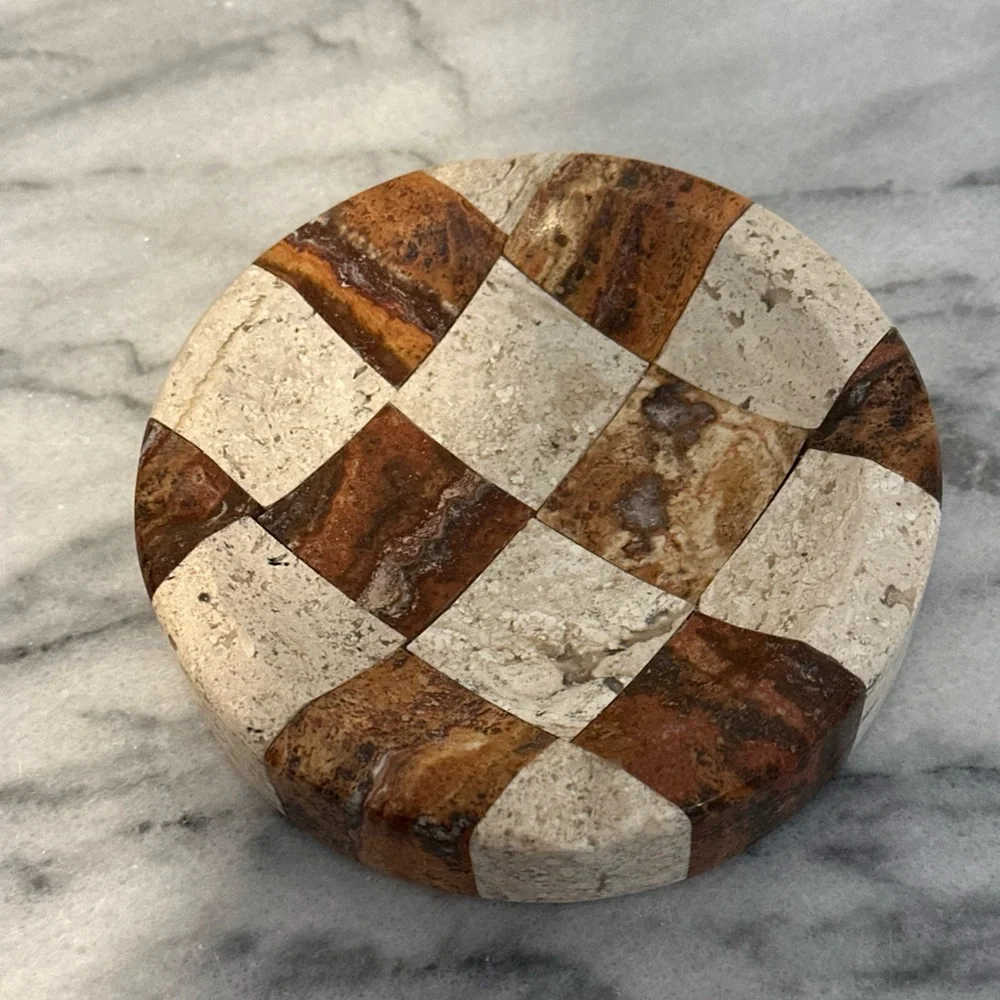 Rare Checkered Stone/ marble ash tray